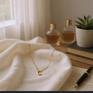 Gold over Sterling Silver Letter C Twist Chain Link Necklace